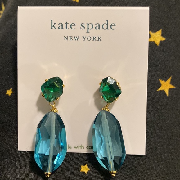 Kate Spade Treasure Trove Drop Earrings blue and green crystals - Picture 4 of 7
